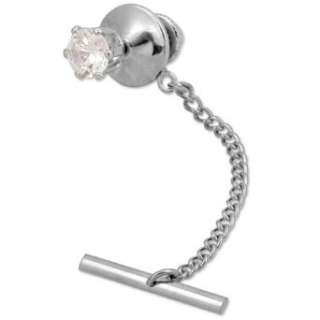   Ct Cubic Zirconia Tie Tack by Competition in Silver Metal: Clothing