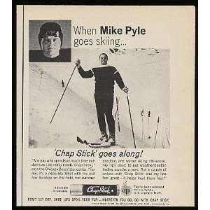  1965 Chicago Bears Mike Pyle Skiing Chap Stick Print Ad 