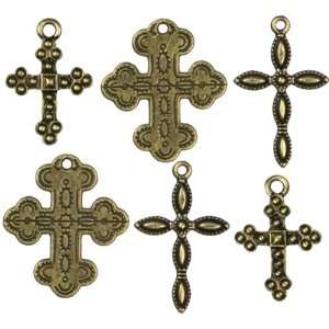  Cross Culture Metal Charms Gold Mixed Cross 6/Pkg: Arts 