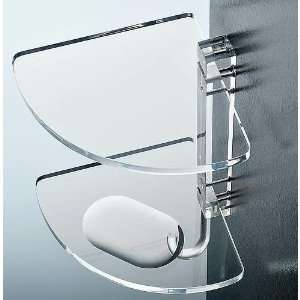   0605 Plexiglass Double Corner Bathroom Shelf with Robe Hook 0605 Home