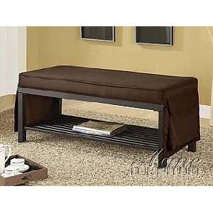    Acme Furniture Chocolate Fabric Bench 10075: Home & Kitchen