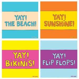  Yay! Beach! Sunshine! Bikinis! Flip Flops! Stone Coasters 