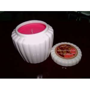  Voluspa Apricot Nectar White Ribbed Ceramic Candle: Home 