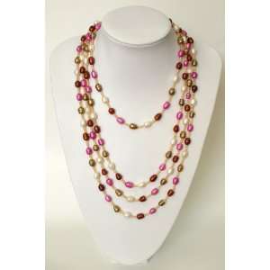   Necklace Rice Shape Multi Color in 100 Inch Long 