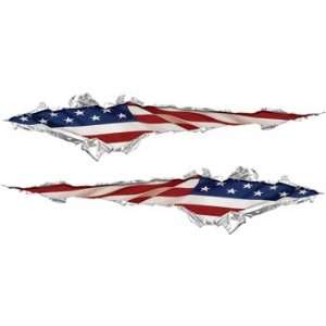    Ripped / Torn Metal Look Decals With American Flag: Automotive