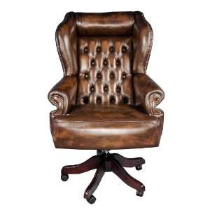  Chairmans Style English Leather Desk Arm Chair