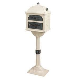  Gaines Mailboxes Almond with Verde Brass Classic Pedestal 