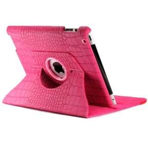   360 Degree Rotating Smart Cover Case Stand for iPad 2 3 3rd Gen (Rose