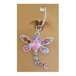  Fake Belly Navel Non Piercing Fake Multi Color Dragonfly 