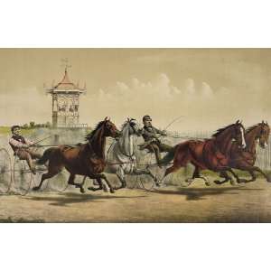   Card Horse Racing and Trotting A Great Double Team Trot Vintage Image
