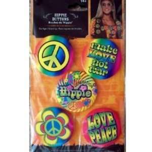    Hippie Buttons Peace Sign 60s Slogans Set of 5: Toys & Games