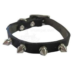    Lil Pals Black Leather Spiked Toy Breed Dog Collar: Pet Supplies
