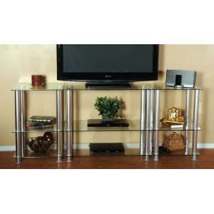 Inch Extra Tall Glass and Aluminum LCD and Plasma TV Stand (Clear) (30 