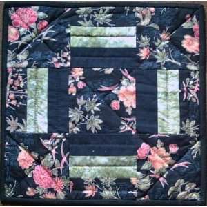  Hand Quilted Wall Quilt Black Green Oriental