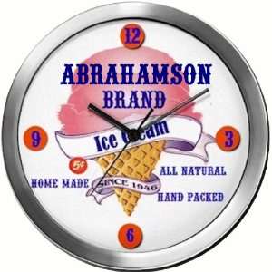  ABRAHAMSON 14 Inch Ice Cream Metal Clock Quartz Movement 