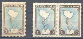 Argentina Stamps Pet # 512 + 512a Pair Black Frame, MH & MNH, RARE 