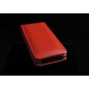  Red Flip Cover Leather Case w/ Belt Clip for Apple iPod 