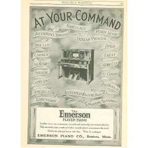   Advertisement Emerson Player Piano At Your Command 