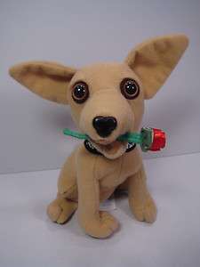Taco Bell Talking Dog Plush I THINK IM IN LOVE Red Rose Applause 6 