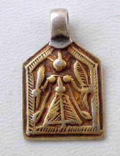 ANCIENT TRIBAL OLD SILVER GOLD HOI MATA AMULET PENDANT  