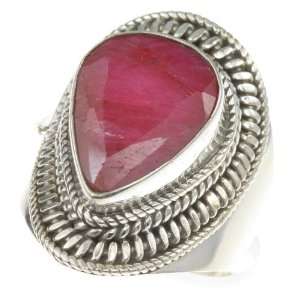    925 Sterling Silver Created RUBY Ring, Size 8, 9.43g: Jewelry