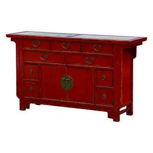   Sideboard chest 2 Door 9 Drawer W Marble red cracked finish Zhang