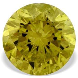   Carat Canary Yellow Color Round Loose Real Diamond For Stud Jewelry
