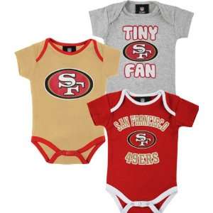 San Francisco 49ers Newborn Team Color 3 Piece Foldover Neck Creeper 