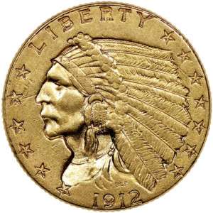 1912 $2.5 GOLD INDIAN COIN BU NICE  