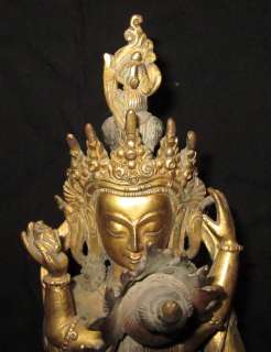 Old Tibet 24K Gold Gilt Bronze Vajrasattva Yabyum Buddha Statue  