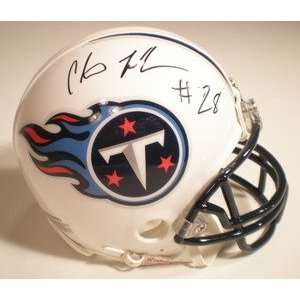   Johnson Autographed Tennessee Titans Riddell Mini Helmet: Sports