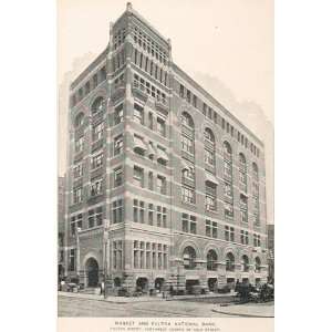  1893 Print Market & Fulton National Bank Building NYC 