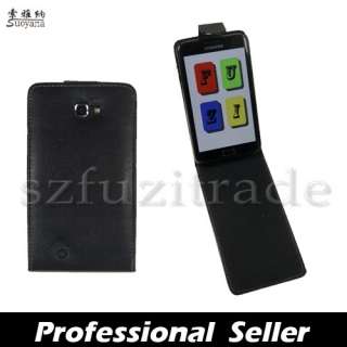 Black Filp Leather Case Cover Skin Pouch For Samsung i9220 Galaxy Note 