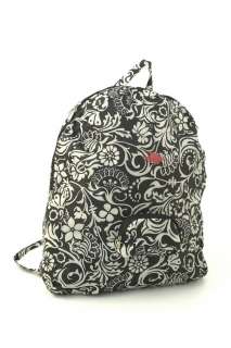 Hide Away Kiva Black Flower Scroll Keychain Storable Backpack Bag 