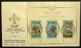 Cyprus 1963 Sc# 226a, Boy Scouts M/S Sheet, Cacheted FDC , Rare#603 