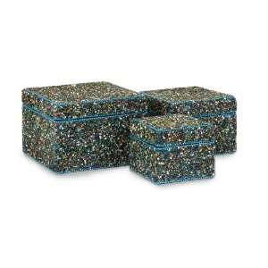  Turquise Accented Decorative Square Boxes   Set of 3: Home 