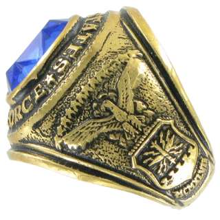 US Air Force Ring 14K GP Blue Crystal Made USA SZ 7  
