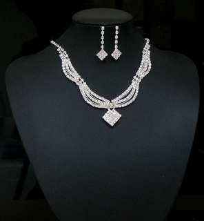 Bridal Wedding Necklace Earrings SET Free Ship SY1423  