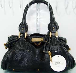   Paddington Satchel Hand Bag Black Leather Golden Lock, MSRP: $1585.00