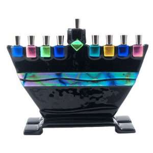  Black Glass Menorah by Tamara Baskin