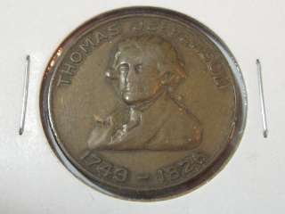 Thomas Jefferson 1743 1826/Monticello Virginia Medal  