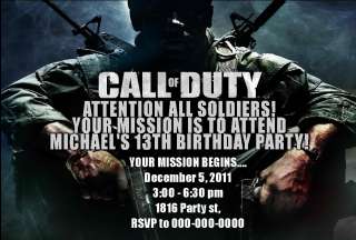 CALL OF DUTY MW3 ( Modern Warfare 3 ) BIRTHDAY PARTY INVITATION 