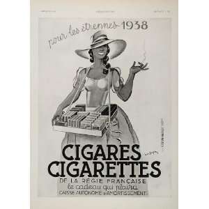  1937 French Ad Cigar Cigarette Girl Smoking Leon Dupin 