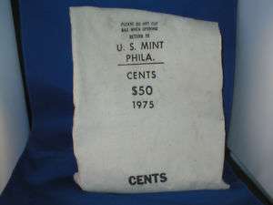 Phila Mint 50 Dollar   Cent  Canvas Bag 1975  