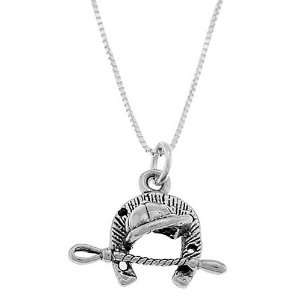   Sterling Silver One Sided English Horse Riding Gear Necklace Jewelry
