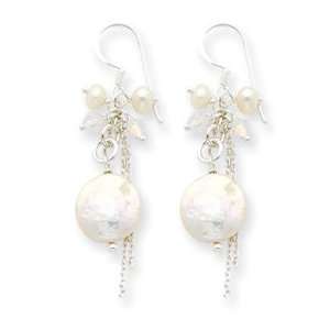  Biwa White Cult Pearl Aurora Borealis Crystal Earrings 