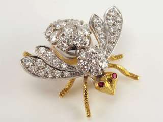Diamond Bumble Bee Pin 6.00cts in 18kt White and Yellow Gold 