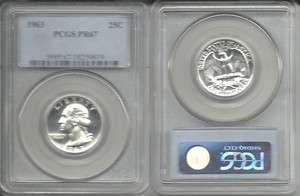 1963 George Washington Quarter Dollar PCGS PR67 90% Silver Ag 25 Cent 