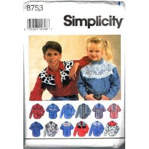  Simplicity Sewing Pattern 8753 Boys & Girls Western 