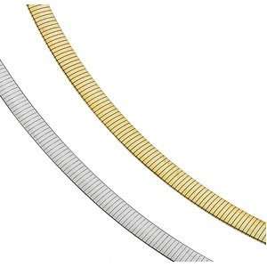   14K Two Tone Gold Reversible Omega Chain Bracelet   8 inches: Jewelry